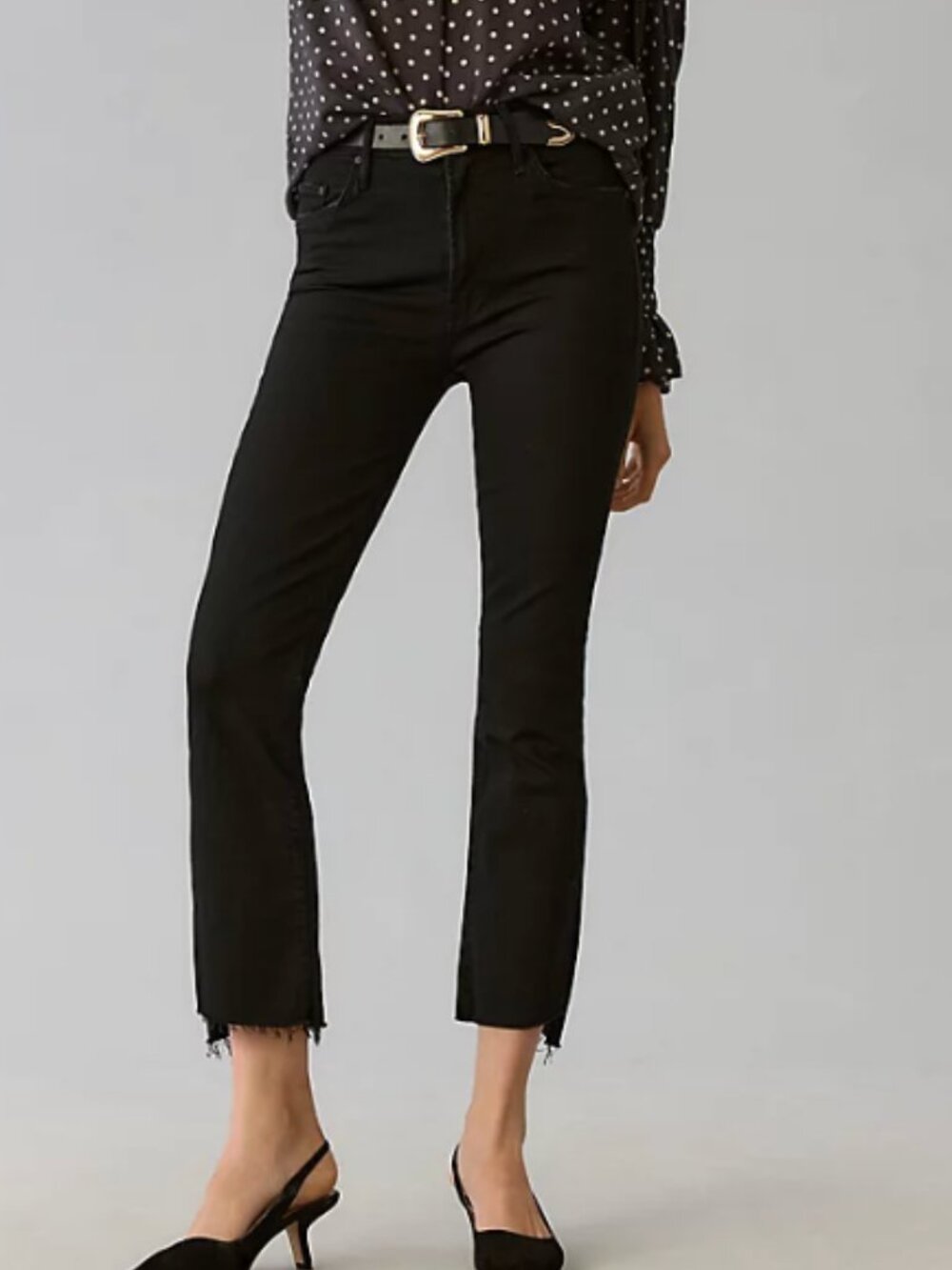 Mother the Insider step crop fray Black gray Jeans 29